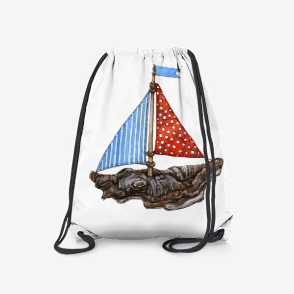Рюкзак «Деревянный кораблик с разными парусами»