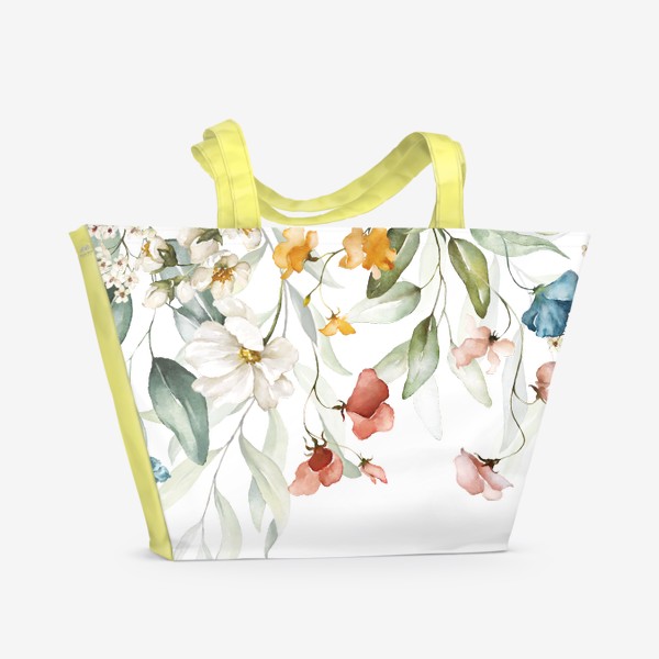 Пляжная сумка «Красивые акварельные цветы»