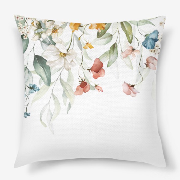 Подушка «Красивые акварельные цветы»