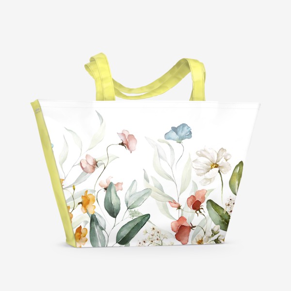 Пляжная сумка «Поле акварельных цветов»