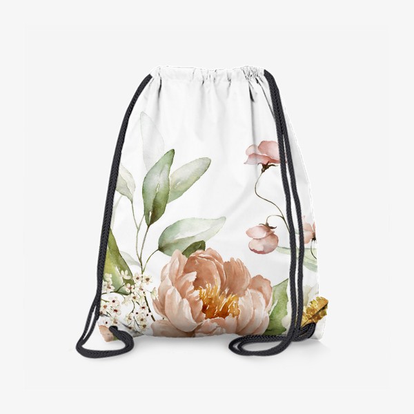 Рюкзак «Пейзаж акварель поле цветов»