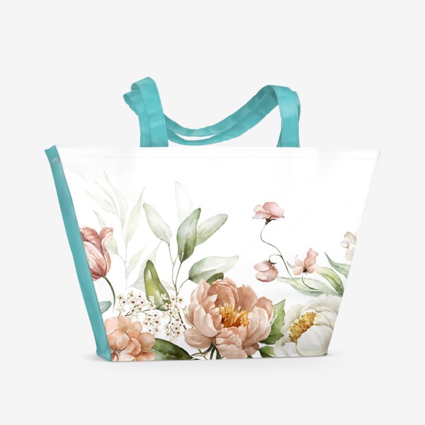 Пляжная сумка «Пейзаж акварель поле цветов»