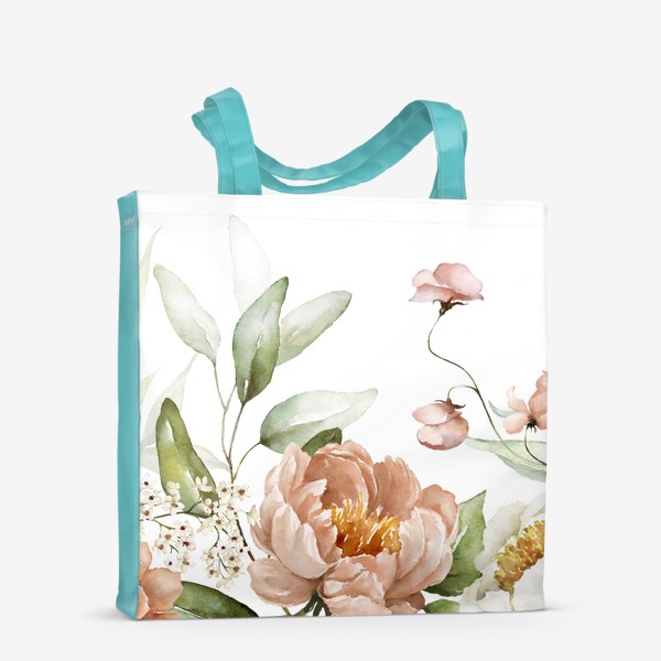 Сумка-шоппер «Пейзаж акварель поле цветов»