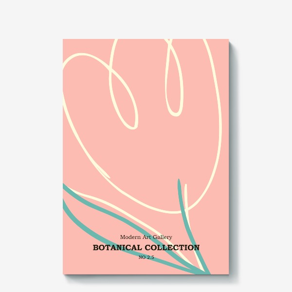 Холст «Цветочная коллекция, минимализм. Тюльпан на розовом фоне»