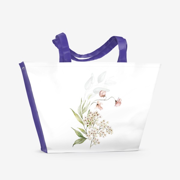 Пляжная сумка «Акварельный букет цветов»