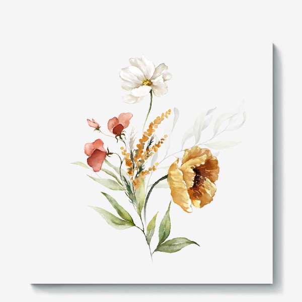 Холст «Букет цветов акварель»