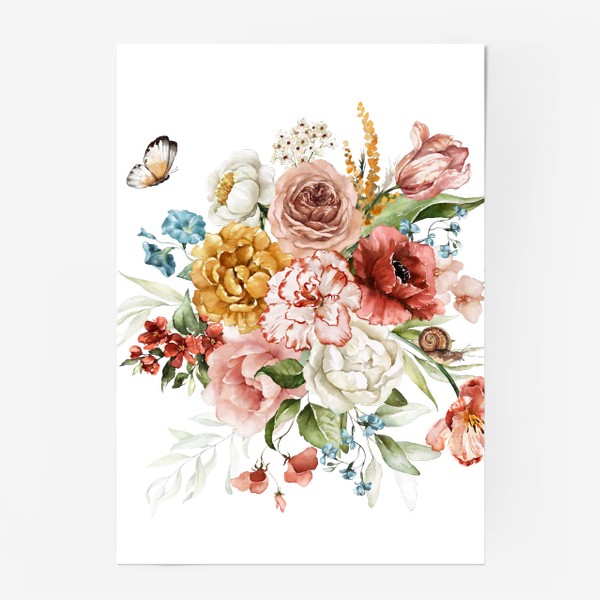 Постер &laquo;Букет акварельных цветов&raquo;