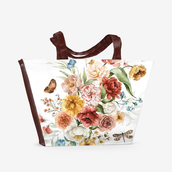 Пляжная сумка «Букет акварельных цветов»