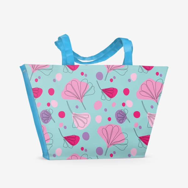 Пляжная сумка &laquo;Абстрактные цветы и горошек. Бесшовный принт с абстрактными цветами.&raquo;