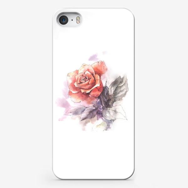 Чехол iPhone «Красная роза акварелью»