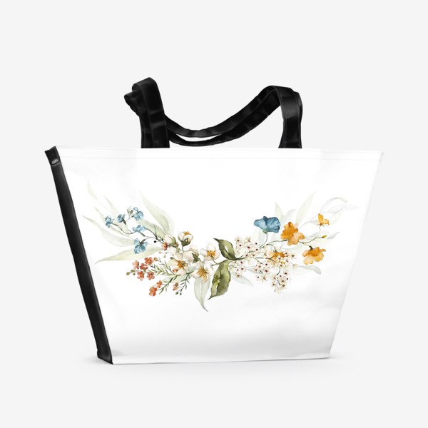 Пляжная сумка &laquo;Букет акварельных цветов&raquo;