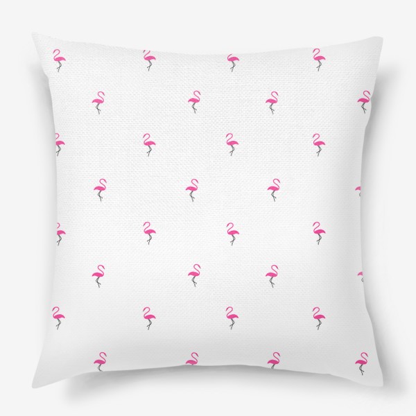 Подушка «Фламинго на белом фоне, бесшовный паттерн»