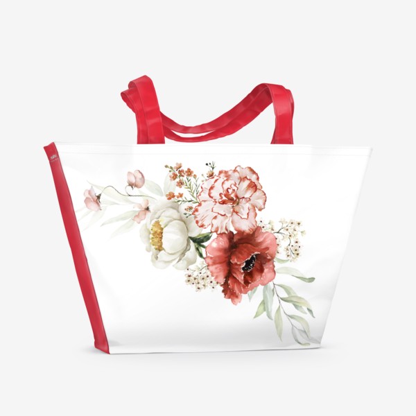 Пляжная сумка &laquo;Букет акварельных цветов&raquo;
