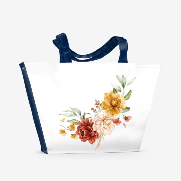 Пляжная сумка «Букет акварельных цветов»