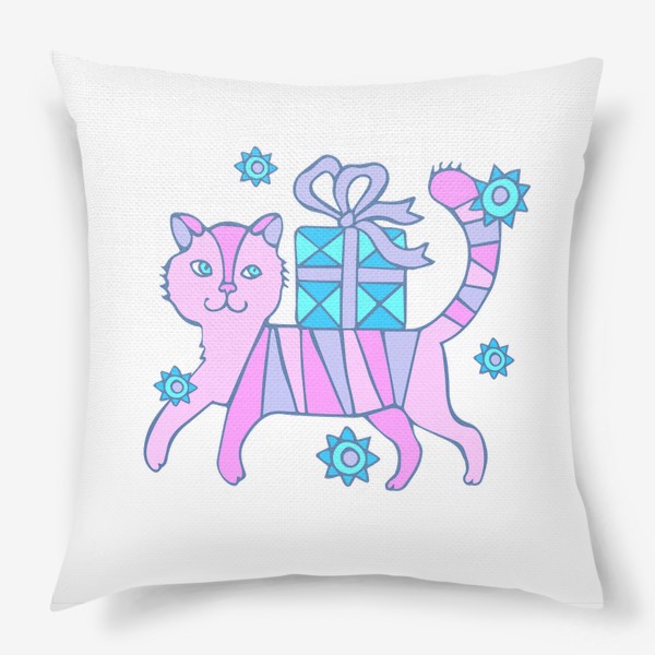 Подушка «Кот с подарком 1»