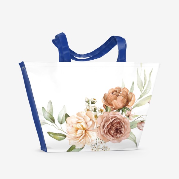 Пляжная сумка &laquo;Акварельные цветы букет&raquo;