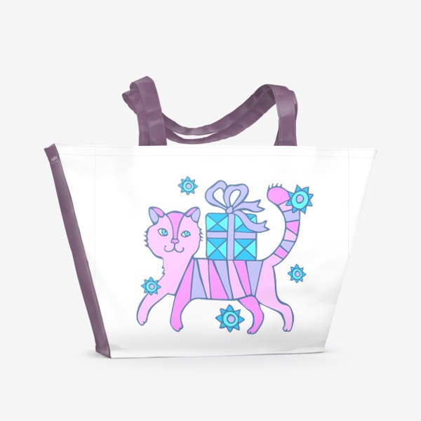 Пляжная сумка «Кот с подарком 1»