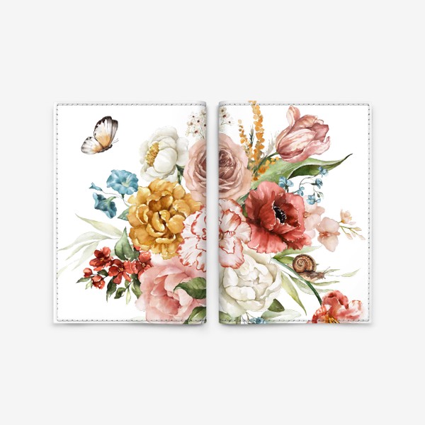 Обложка для паспорта «Букет акварельных цветов»