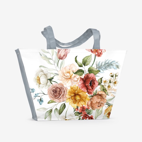 Пляжная сумка &laquo;Букет цветов акварель &raquo;