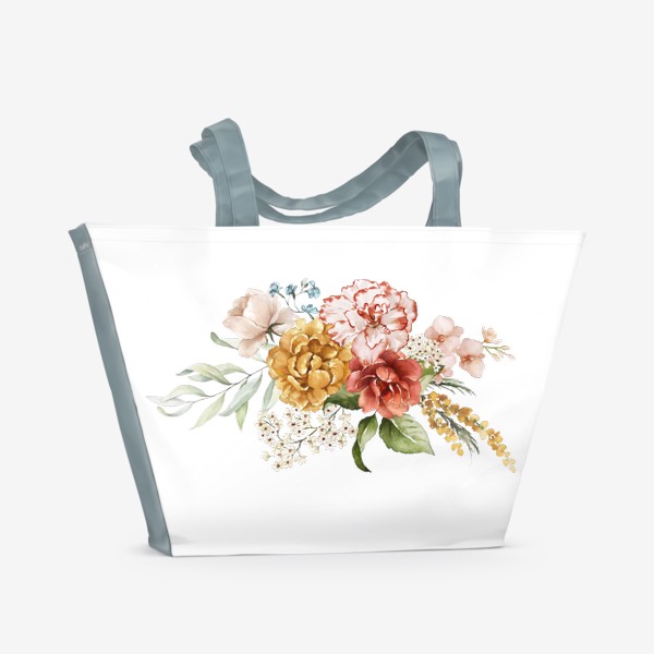 Пляжная сумка &laquo;Цветы букет акварель&raquo;