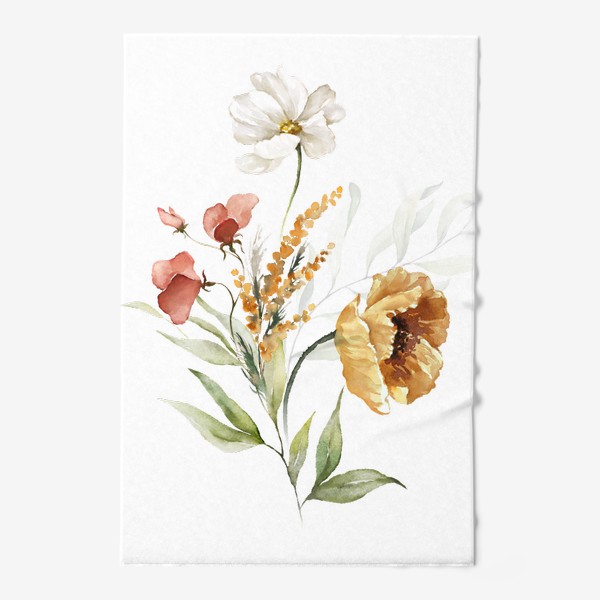 Полотенце «Букет цветов акварель»