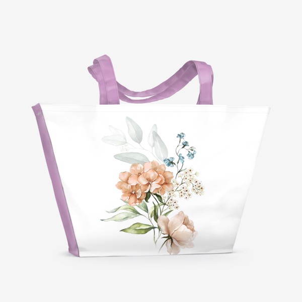 Пляжная сумка &laquo;Букет акварельных цветов &raquo;