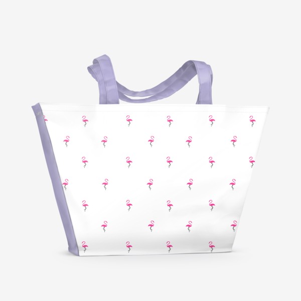 Пляжная сумка «Фламинго на белом фоне, бесшовный паттерн»