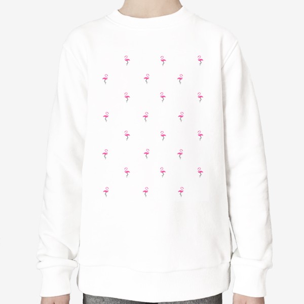 Свитшот «Фламинго на белом фоне, бесшовный паттерн»