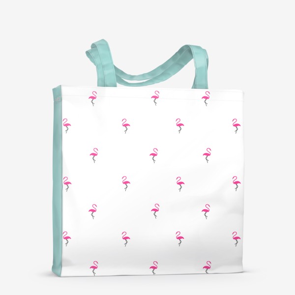 Сумка-шоппер «Фламинго на белом фоне, бесшовный паттерн»