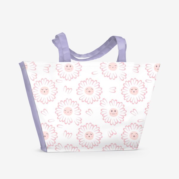 Пляжная сумка «смешные ромашки, розовый»