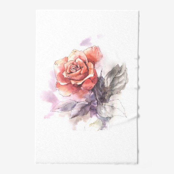 Полотенце «Красная роза акварелью»