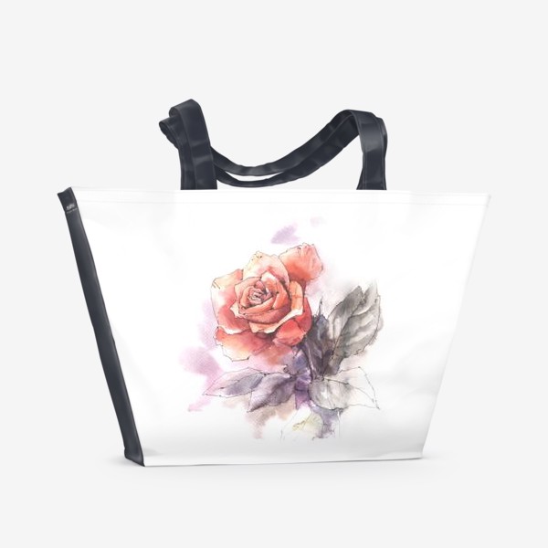 Пляжная сумка «Красная роза акварелью»