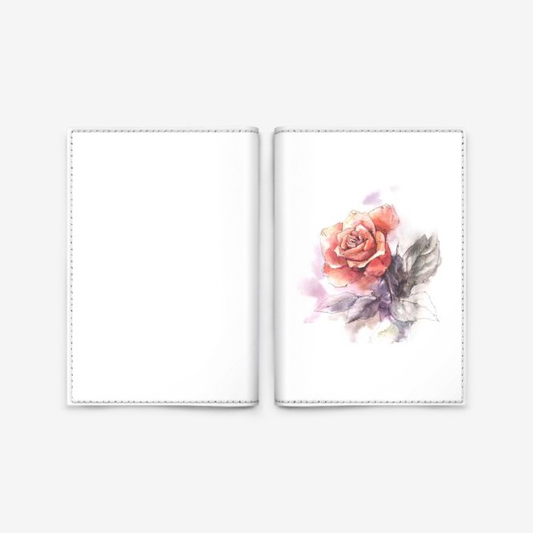 Обложка для паспорта «Красная роза акварелью»