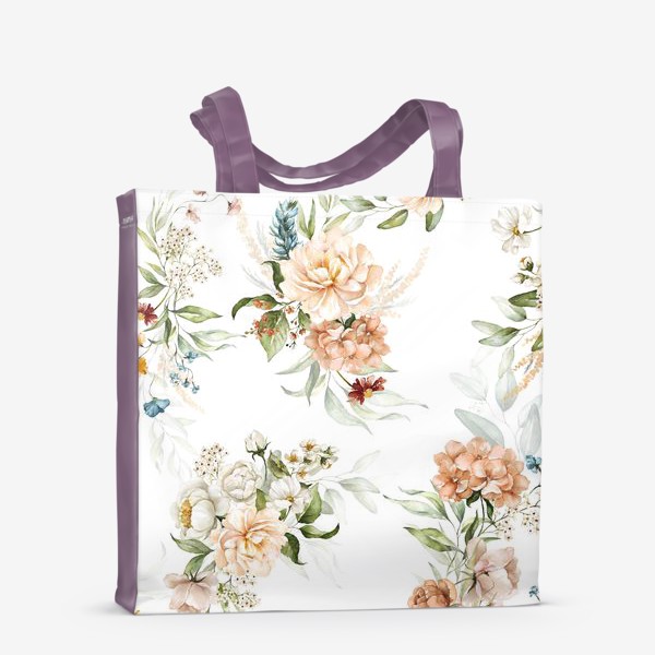 Сумка-шоппер «Акварельные цветы паттерн»