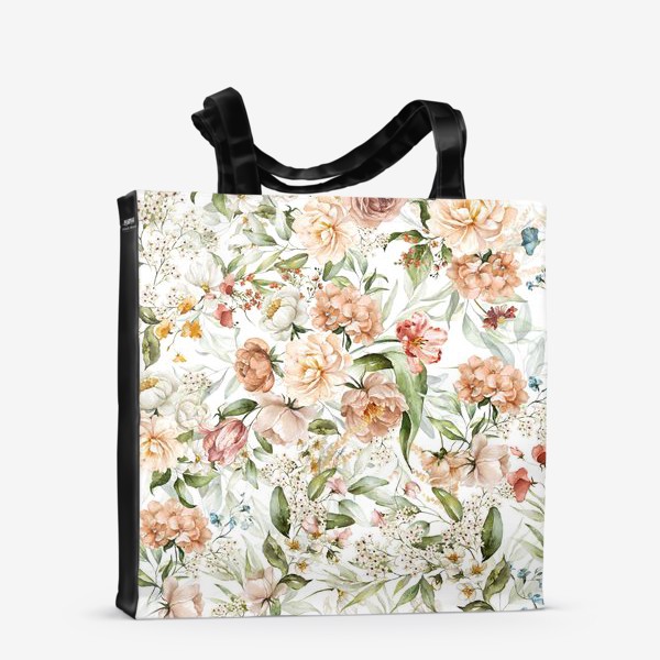 Сумка-шоппер «Акварель цветы букеты»