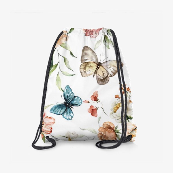 Рюкзак «Акварельный принт цветы и бабочки»