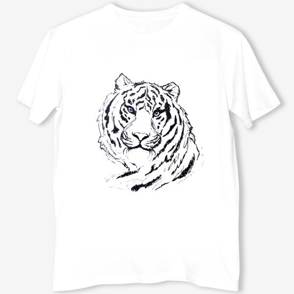 Футболка «Черно-белая мордочка тигра »