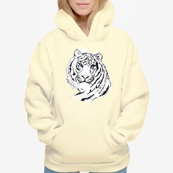 Худи «Черно-белая мордочка тигра »
