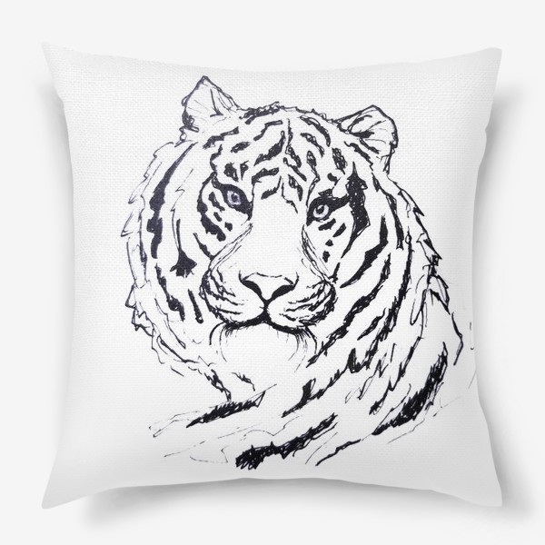 Подушка «Черно-белая мордочка тигра »