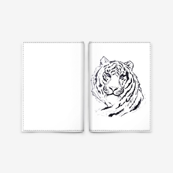 Обложка для паспорта «Черно-белая мордочка тигра »