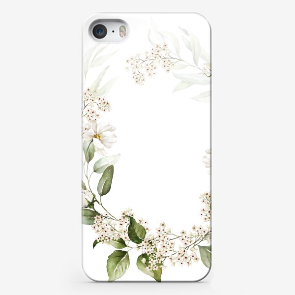 Чехол iPhone «Красивый букет. Венок акварельных цветов»