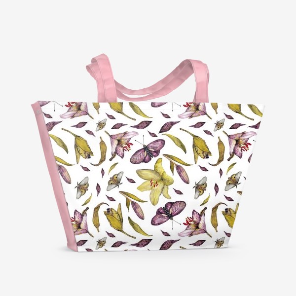 Пляжная сумка «Цветы Бабочки Ботаника»