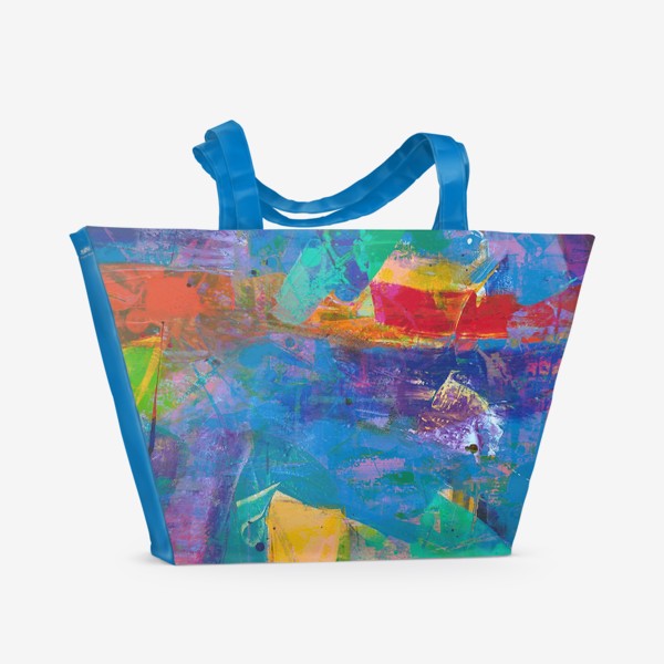 Пляжная сумка «Абстракция - модерн - геометрия - яркие краски»