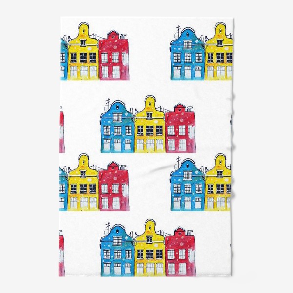 Полотенце «Голубой, желтый и красный домики . Амстердам. »