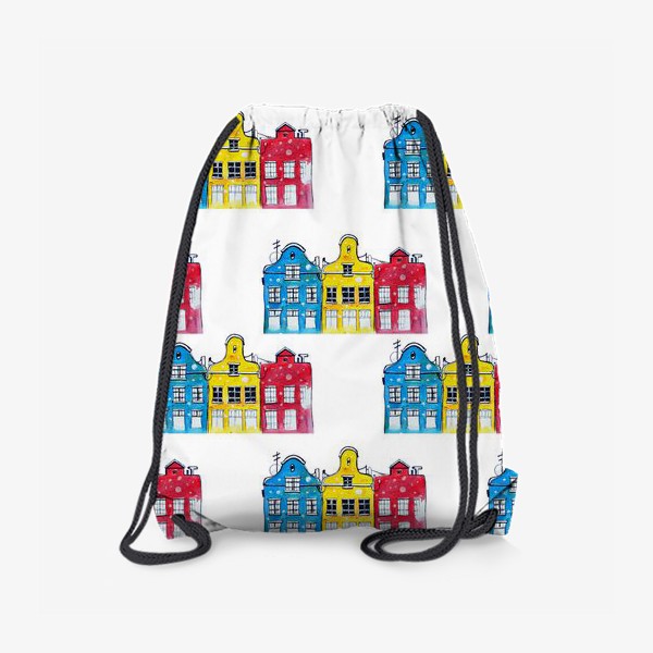 Рюкзак «Голубой, желтый и красный домики . Амстердам. »