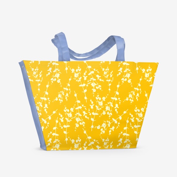 Пляжная сумка «Паттерн Растения на желтом фоне»