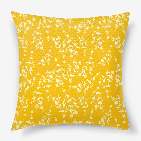 Подушка «Паттерн Растения на желтом фоне»