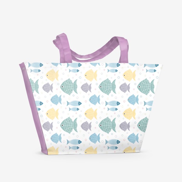 Пляжная сумка «Морская тема. Разноцветные рыбки.»