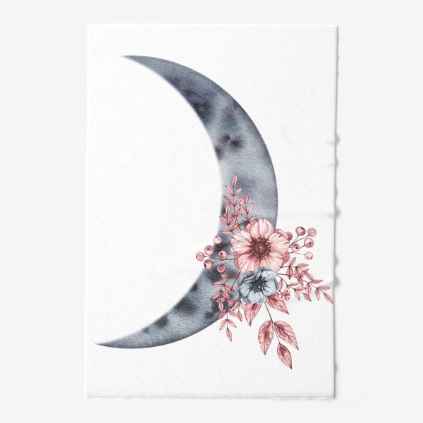 Полотенце «Акварельные луна с цветами и ягодами»