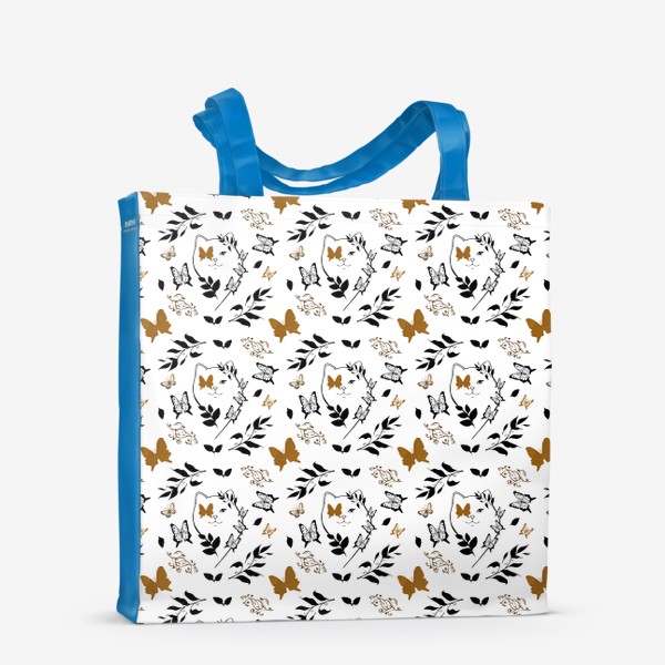 Сумка-шоппер «Паттерн Кошка с бабочками»